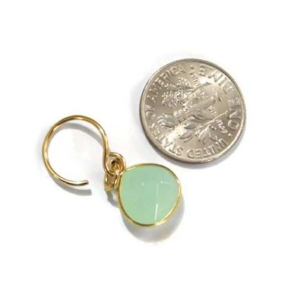 Earrings genuine Labradorite gemstone with 14k yellow gold filled ear wires - Picture 3 of 11